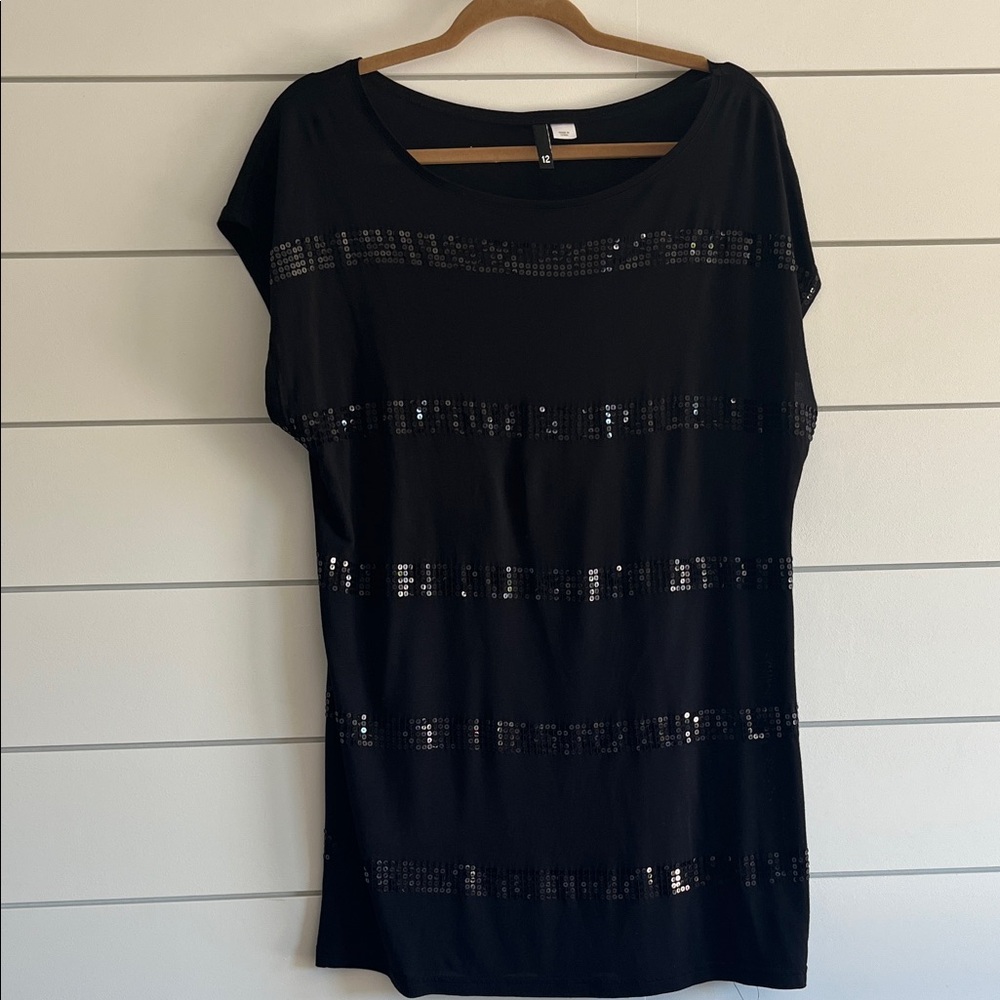 H&M Divided Elegant Black Sequin Women's Tunic Top